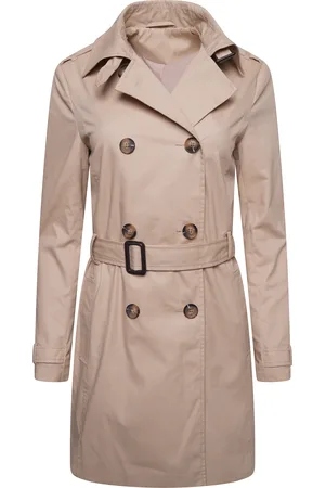 Elle Womens Tina Double Breasted Trench Coat in Cotton - Size 8 UK