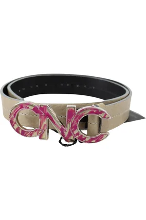 Costume National WoMens Leather Pink Letter Logo Buckle Belt - Size 80 cm