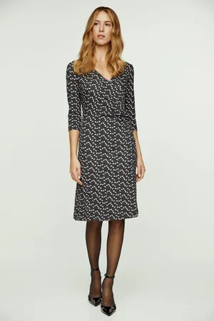 Conquista Womens Print Faux Wrap Wool Dress - - Size EU 44 (Womens)