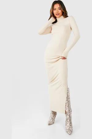 Boohoo Womens Premium Super Soft Roll Neck Bodycon Maxi Dress - Cotton - Size 12 UK