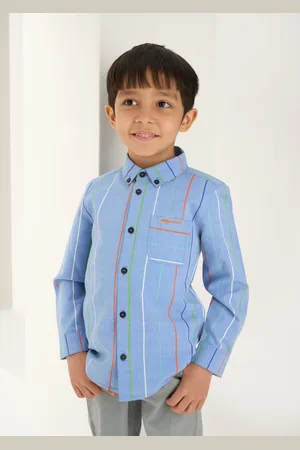 Angel & Rocket Boys Harris Embroidered Stripe Shirt - Size 3Y