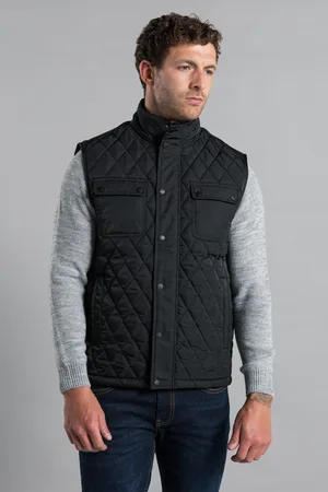 Kensington Eastside Mens Funnel Neck Quilted Padded Gilet - Size 2XL