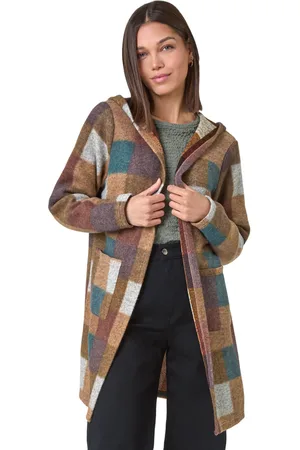 Roman Womens Colour Block Faux Longline Hooded Jacket - - Size 10 UK