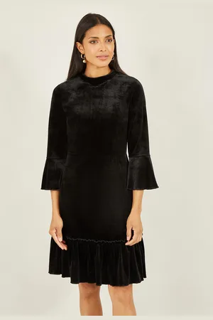 Mela Womens Velvet High Neck Skater Dress - Size 10 UK