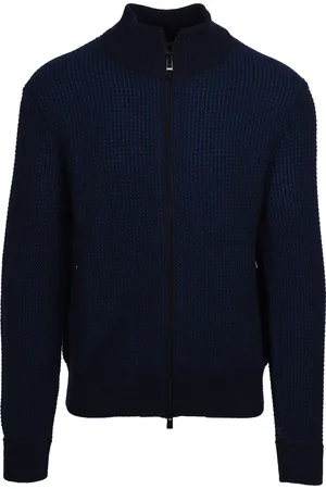 HUGO BOSS Mens H-emabeo Full Zip Knitwear Dark - Size X-Large
