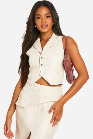 Boohoo Womens Faux Leather Button Down Waistcoat - - Size 12 UK