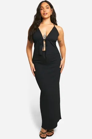 Boohoo Womens Plus Textured Tie Cami Top & Wrap Maxi Skirt Co Ord - - Size 28 UK
