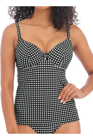 Freya Womens Check In Plunge Tankini Top - Polyamide - Size 34F