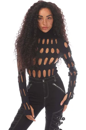 OFF-WHITE Womens Off White Sexy Net Turtleneck Top in - Size 8 UK