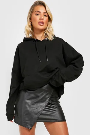 Boohoo Womens Leather Look Jersey Wrap Mini Skirt - - Size 10 UK