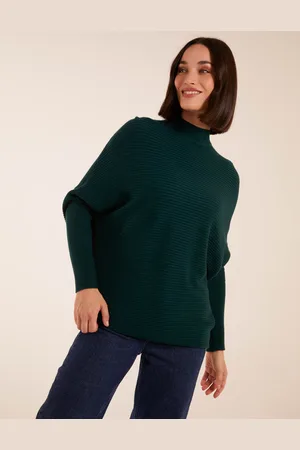 Blue Vanilla Womens Ribbed Batwing Jumper - Viscose/Polyester - Size Small/Medium
