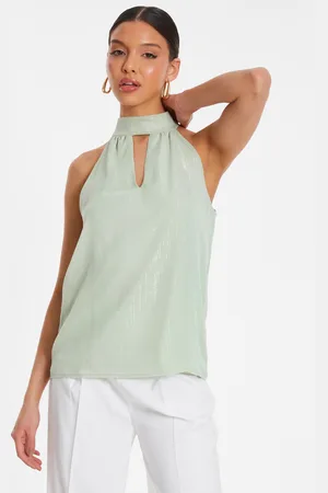 Quiz Womens Sage High Neck Top - Size 14 UK