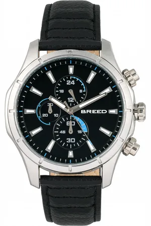 Breed Mens Lacroix Chronograph Leather-Band Watch - Stainless Steel - One Size