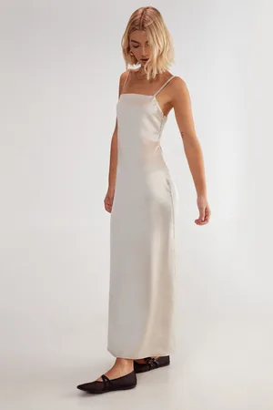 NASTY GAL Womens Satin Square Neck Maxi Slip Dress - - Size 10 UK