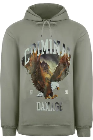 Criminal Damage Eagle Mens Hoodie Cotton - Size Small