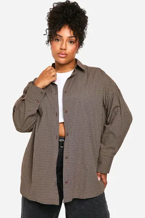 Boohoo Womens Plus Oversized Check Shirt Cotton - Size 20 UK