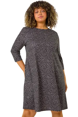 Roman Womens Curve Spot Print Stretch Swing Dress - - Size UK 22-24
