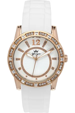 Yonger & Bresson Womens and Bresson: Leather Watch with Rose Gold Bezel Rubber - One Size