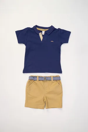 Little Gent Boys Polo Shirt and Belted Shorts Outfit Set - - Size 3Y
