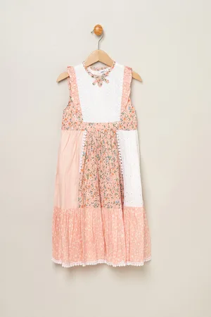 MISS Girls Patch Work Dress with Frill Sleeve - - Size 2-3Y