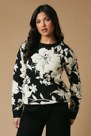 Oasis Womens Floral Jacquard Crew Neck Jumper - - Size Small