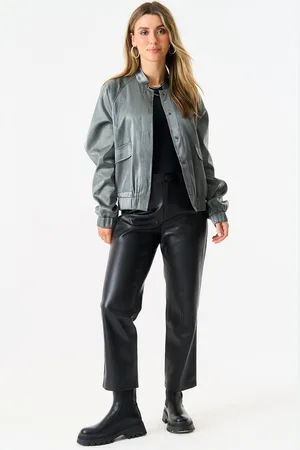 Gini London Womens Metallic Elasticated Waist Bomber Jacket - - Size Medium/Large