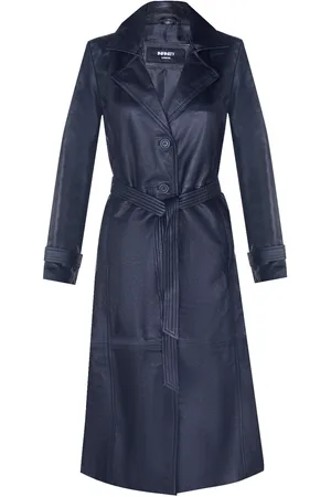 Infinity Womens Long Length Tie Belt Trench Coat-Ongar - Lamb Leather - Size 10 UK