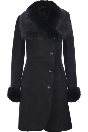 Infinity Womens Suede Merino Shearling Coat with Toscana Collar-Hanoi - - Size 18 UK