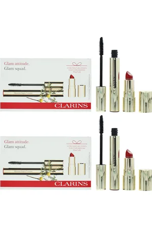 Clarins Womens Glam Squad Gift Set - Mascara 8ml + Joli Rouge Velvet Lipstick 1.5g x 2 - One Size