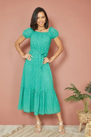 Mela Womens Foil Print Bardot Midi Dress - Size 8 UK