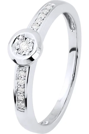 Diadema Womens Diamond Solitaire supported 0,060 0.50 Cts Cts Illusion Gold - Size Q