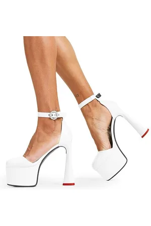 Lamoda Womens Platform Heels Someday Round Toe High with Straps & Buckles - - Size UK 8