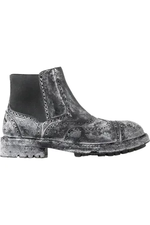 Dolce & Gabbana Mens Gray Leather Ankle Boots - Size EU 43.5