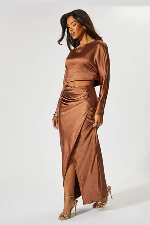 MissPap Womens Premium Satin Top & Skirt Co ord - - Size 10 UK