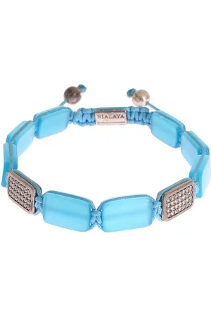 Nialaya WoMens CZ Opal 925 Silver Bracelet - material_Sterling_Silver - Size Large
