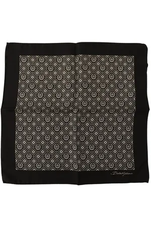 Dolce & Gabbana Mens Patterned DG Logo Square Handkerchief Scarf Silk - One Size