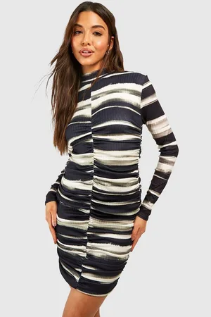 Boohoo Womens Wide Rib Tie Dye High Neck Bodycon Dress - - Size 12 UK