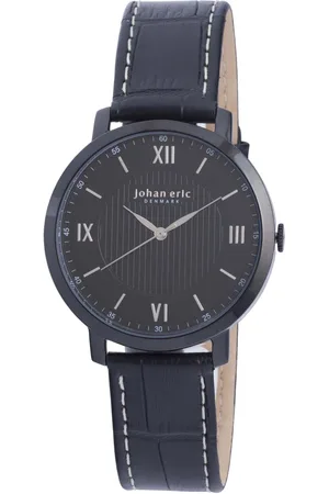 Johan Eric : koge, Mens, dial watch, applied indexes w hydraulic stamping pattern, ip coated stainless steel case & buckle, leather w crocodile top.... - One Size