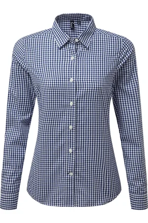 Premier Womens/Ladies Maxton Check Long Sleeve Shirt ( /White) - Size Medium