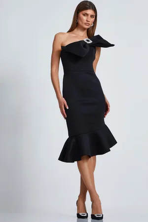 Quiz Womens One Shoulder Bow Midi Dress - Size 10 UK