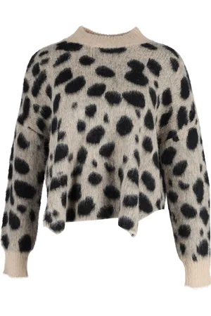 HUGO BOSS Womens Hugo Fellyna Jacquard Animal Print Sweater in and Black Nylon - Size 8 UK
