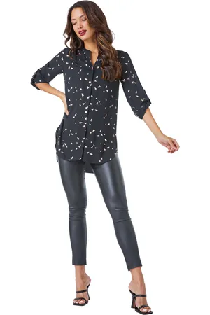 Roman Womens Foil Heart Print Longline Blouse - - Size 14 UK