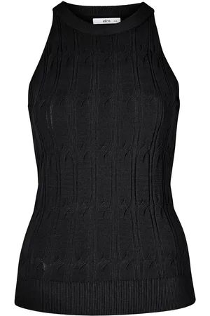 ELLOS Womens Fine Cable Knit Vest Top - viscose - Size UK 18-20