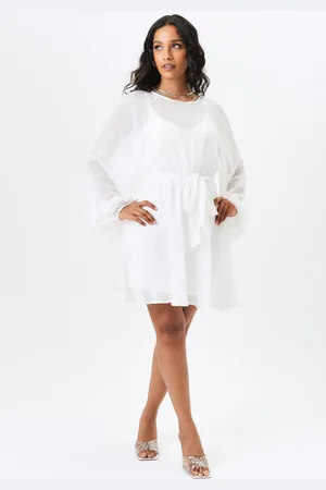 Gini London Womens Long Sleeve Chiffon Foil Mini Dress - - Size L/XL