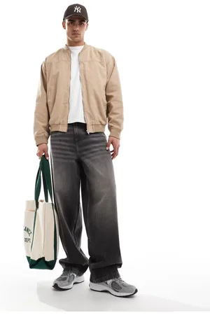 ASOS Mens oversized bomber jacket in washed -Neutral - Size 2XS