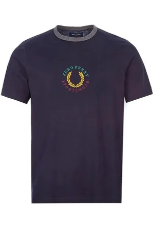 Fred Perry Mens M8533 608 Sportswear Logo Navy T-Shirt Cotton - Size Small