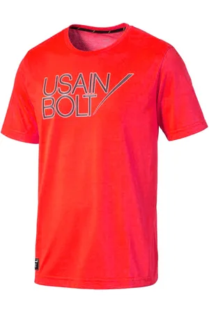 PUMA Usain Bolt Logo Tee Neon T-Shirt Casual Training Top - Mens - - Size Medium