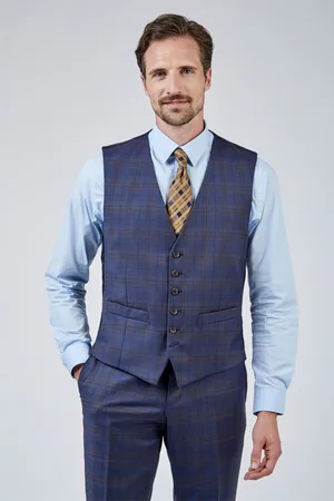 Racing Green Mens Caramel Check Waistcoat - Size 40 Regular