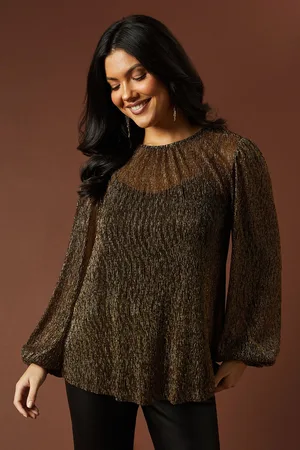 Oasis Womens Occasion Plisse Balloon Sleeve Top - - Size 6 UK