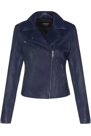 Infinity Womens Classic Brando Biker Jacket-Loughton - Lamb Leather - Size 14 UK